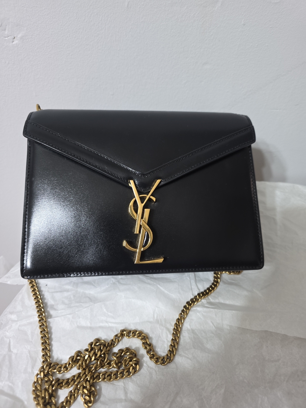 Saint Laurent Black Kate Shoulder Bag with Gold YSL Hardware
